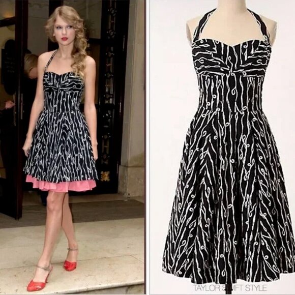 Anthropologie Girls From Savoy Halter Dress Size 6 Retro Floral Martagon Sketch - Picture 12 of 12